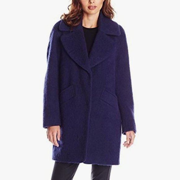 Lark & Ro Blue Brushed Wool Blend Royal Blue Overcoat Size M - Picture 1 of 10